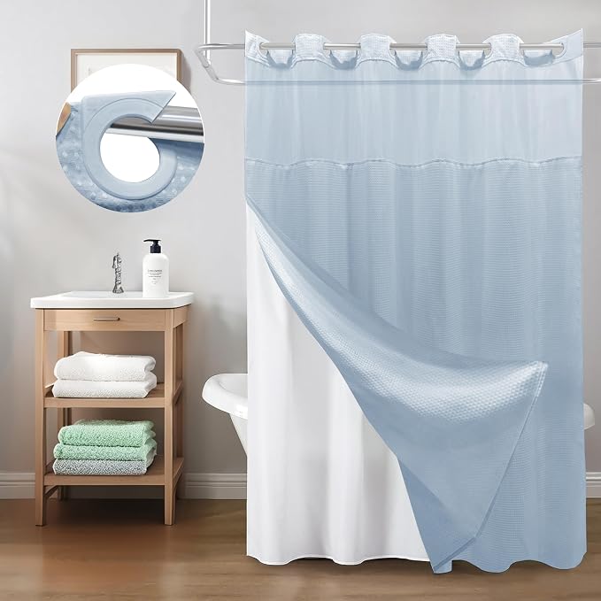 Inhousolu Extra Long No Hook Shower Curtain - Image 8