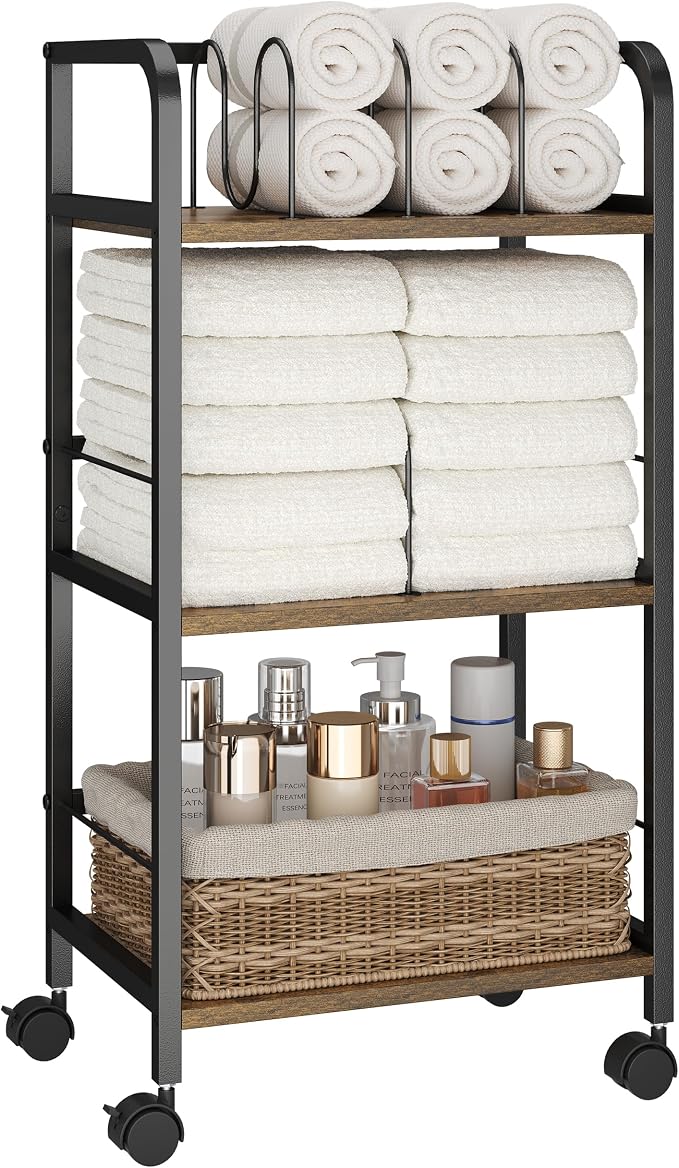 Towel Rack Free Standing Rolling 3-Tier - Image 9
