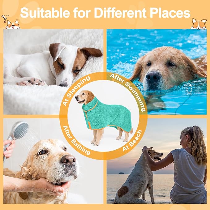 Bienbee Dog Bathrobe, Quick Drying Super Absorbent Dog Robes - Image 6