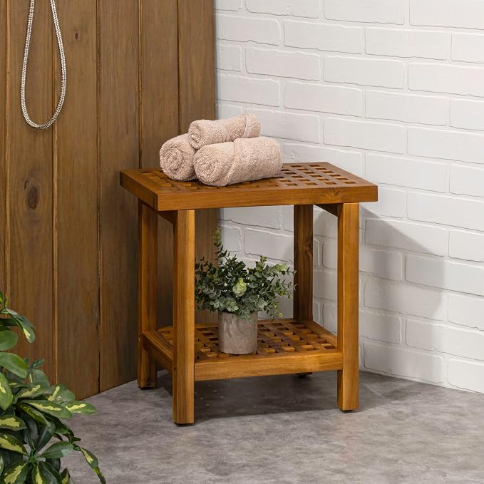 JONATHAN Y STL1003A Armin 18.1" Modern Classic Grid Slat Solid Acacia Wood - Image 6