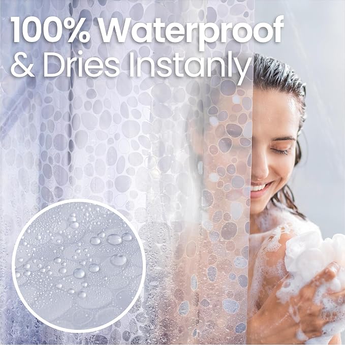 LiBa Plastic Shower Curtain, Heavy Duty 8G Shower Curtain - Image 5