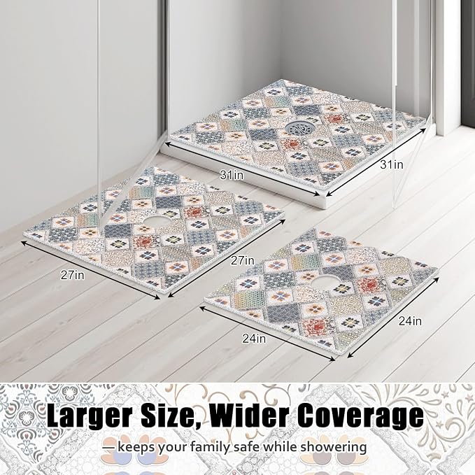 Square Shower Mat Non Slip: 24x24 Inch Shower Floor Mat - Image 7
