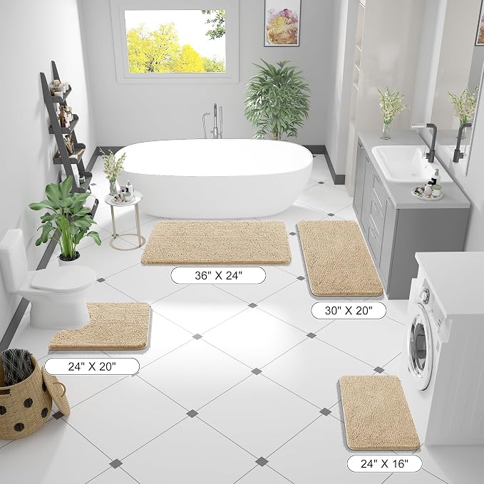 OLANLY Toilet Rugs U-Shaped 24x24, Extra Soft Absorbent Chenille Contour - Image 8