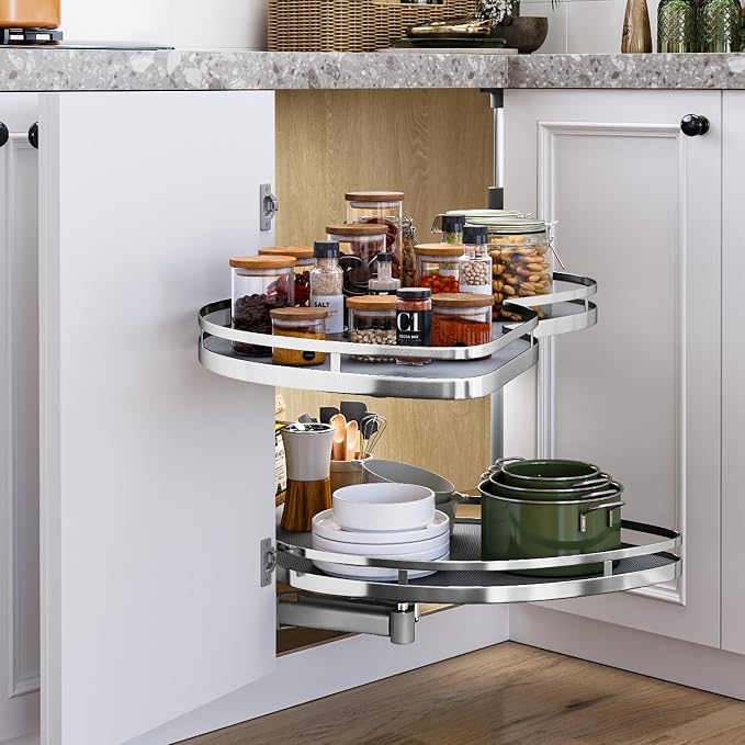 DWVO Corner Cabinet Organizer, 2-Tier Blind Corner Pull Out - Image 7