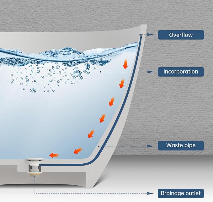 61'' Resin Stone Soaking Bathtub Oval Solid Surface Freestanding Soaking - Image 9
