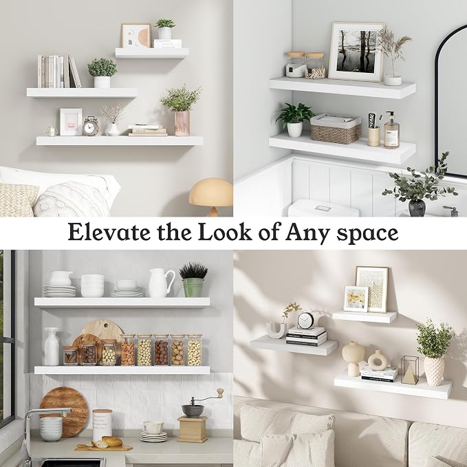 Floating Shelves for Wall, 9.3" Deep Wall Mounted Wood Shelves for Bathroom - Image 8