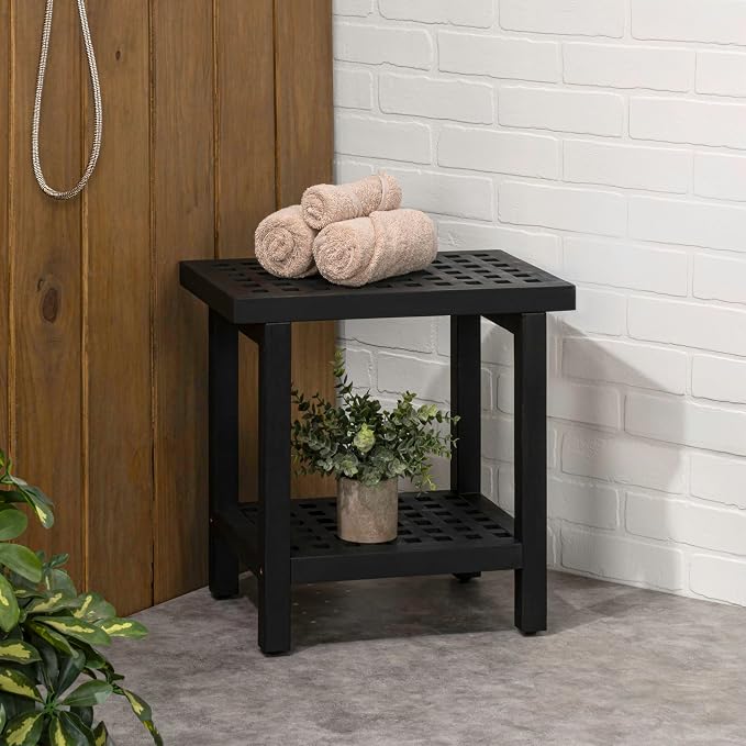 JONATHAN Y STL1003B Armin 18.1" Modern Classic Grid Slat Solid Acacia Wood - Image 6