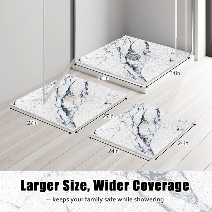 Square Shower Mat Non Slip: 31x31 Inch Shower Floor Mat - Image 8