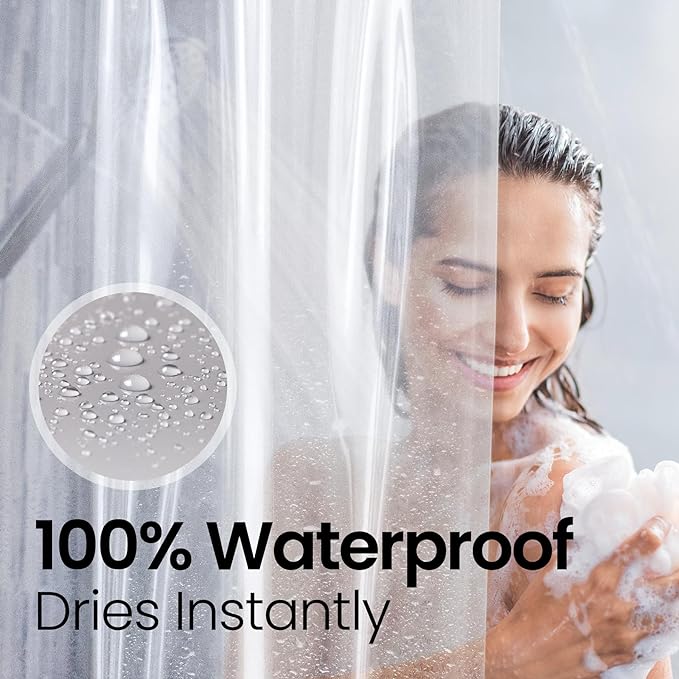 LiBa Bathroom Shower Curtain Waterproof Plastic Shower Curtain Premium PEVA - Image 5