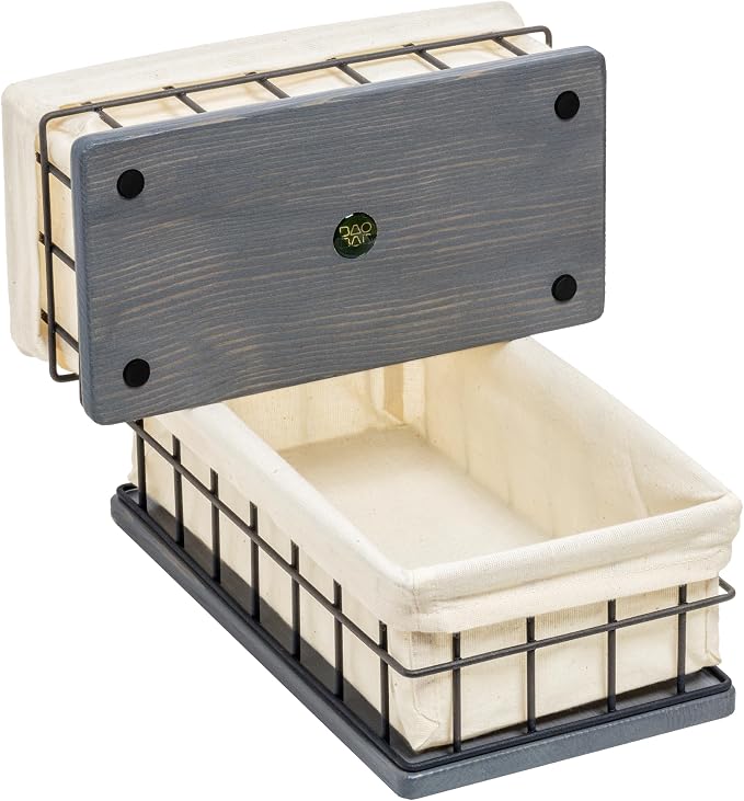 BAOBAB WORKSHOP Set of 2 Metal & Wooden Basket - Image 9