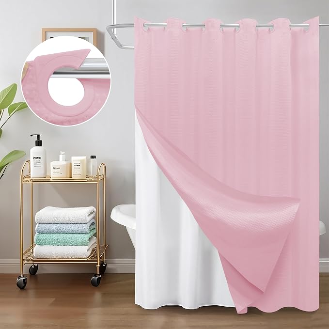 Inhousolu No Hook Waffle Weave Shower Curtain - Image 8