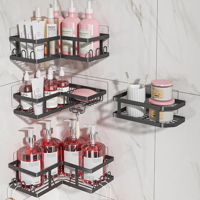 Shower Caddy Corner with Soap Holder, No Drilling Shower Shelves-Rustproof - Image 8