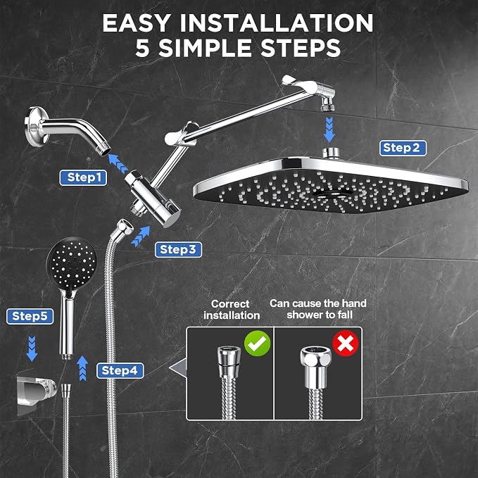 Veken 14" Wide Rain Shower Head - Image 8