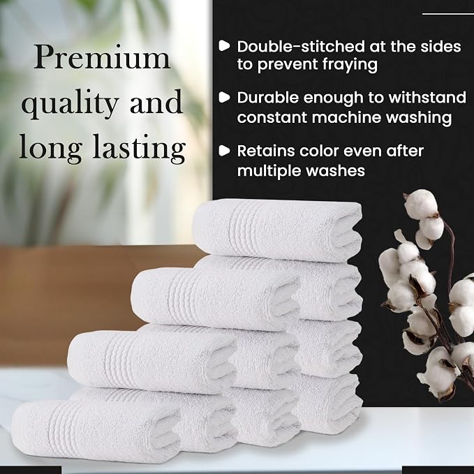 HALLEY Turkish Cotton Towels Washcloths Super Soft Highly Absorbent 100% Cotton - Image 7