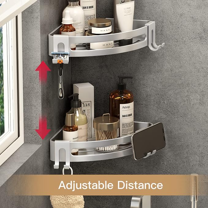 VOLPONE Shower Corner Shelf Caddy 2 Pack shower Organizer No Drill Shower - Image 9