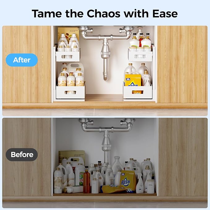 2 Pack Under Sink Organizer, Adjustable Height Under Sink Organizers and Storage - Image 9
