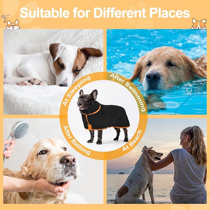 Bienbee Dog Bathrobe, Quick Drying Super Absorbent Dog Robes - Image 6