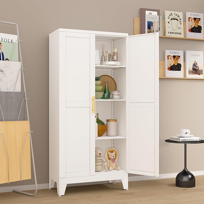 Metal Pantry Cabinet with 2 Doors and Adjustable Shelves, Kitchen Storage - Image 12