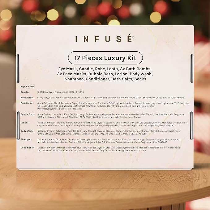 17-Piece Luxury Gift Set with Robe | Complete INFUSÉ White Tea & Coconut Bath - Image 9