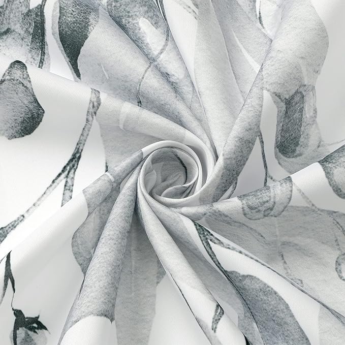Gibelle Grey Eucalyptus Shower Curtain, Watercolor Plant Leaves - Image 6