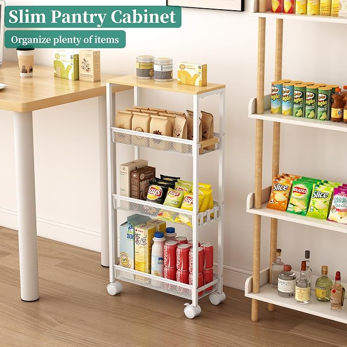TIPGO Utility Slim Storage Cart, 4 Tier Rolling Cart - Image 9