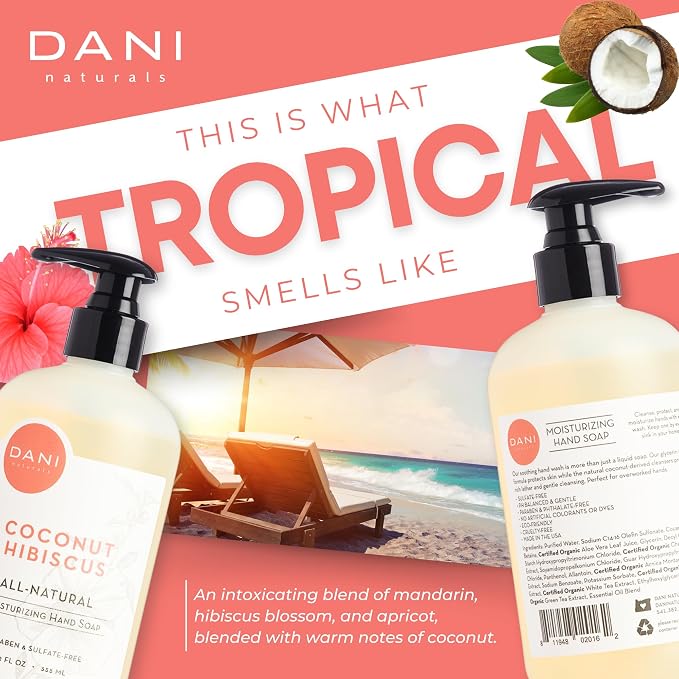 DANI Naturals Moisturizing Hand Soap – Coconut Hibiscus Scent, Sulfate-Free & - Image 7