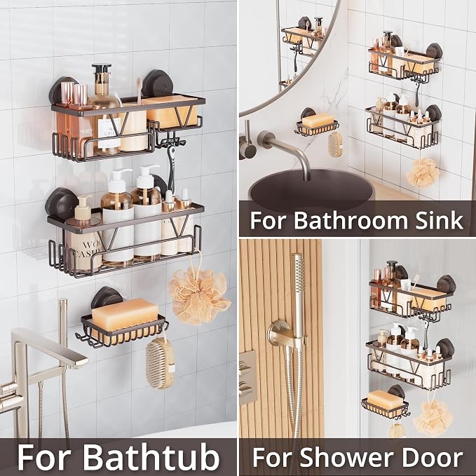 KEGII Suction Cup Shower Caddy – 3 Pack Suction Cup Shelf - Image 8