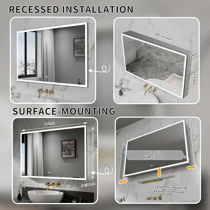 GroGro LED Lighted Bathroom Medicine Cabinet - Image 9