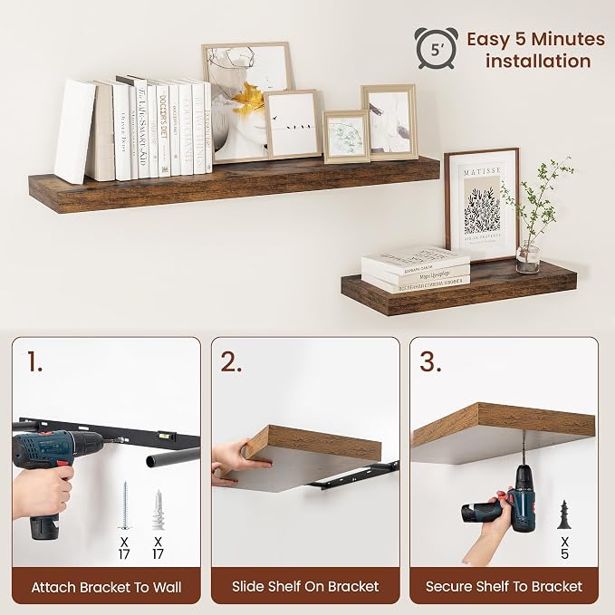 Vivelove 12" Deep Floating Shelves 47.2" Long, Wall Shelves - Image 8