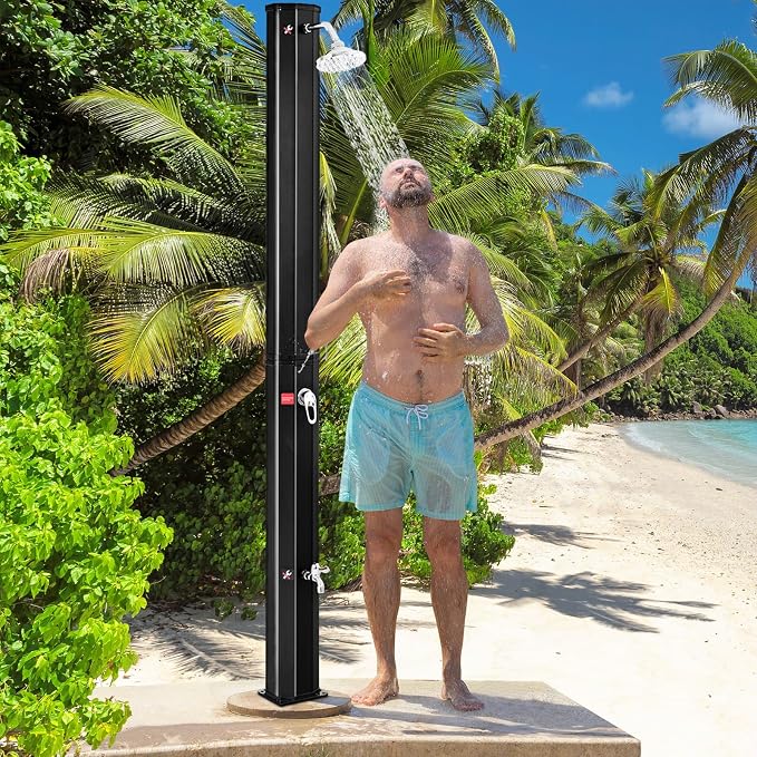 Goplus 9.3 Gallon Solar Heated Outdoor Shower, 7.2 FT Freestanding Garden Shower - Image 7