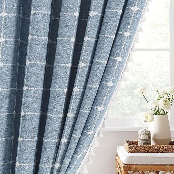 MitoVilla Blue Farmhouse Shower Curtain Set 72 x 78, Boho 78 inch Long - Image 7
