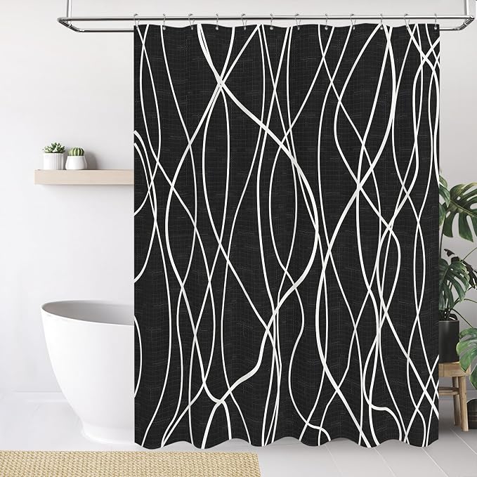 Tititex Morden 140gms Faux Linen Bath Shower Curtain Set Textured Fabric - Image 7