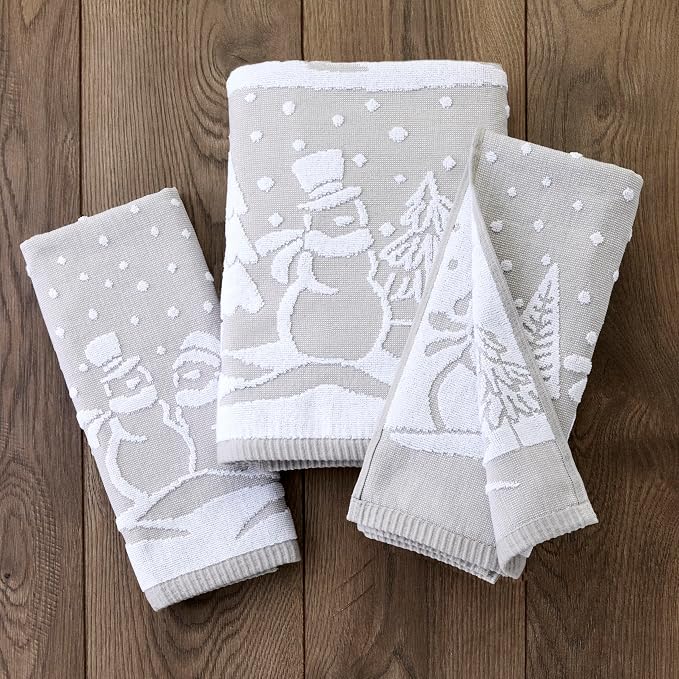 SKL Home Christmas/Winter Scenic Snowmen 100% Cotton Premium 2-Piece Hand Towel - Image 4