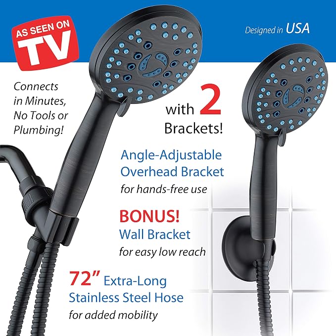 Hotel Spa AquaCare High Pressure 8-mode Handheld Shower Head, Anti-clog Nozzles - Image 8