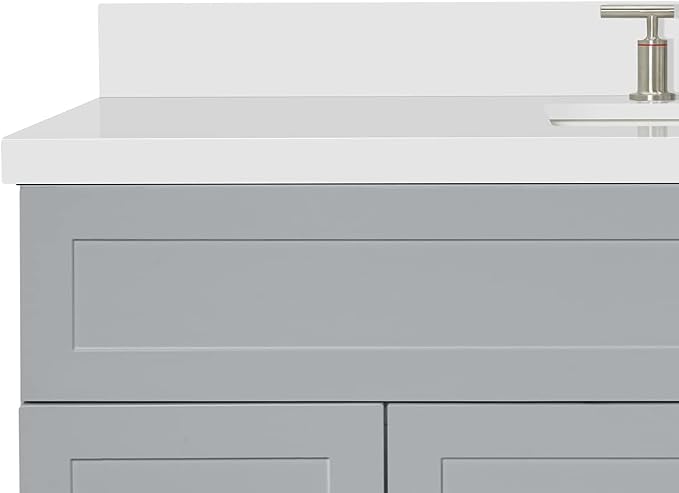 ARIEL 55" Grey Bathroom Vanity 1.5" Edge Pure White Quartz Countertop & Splash - Image 7