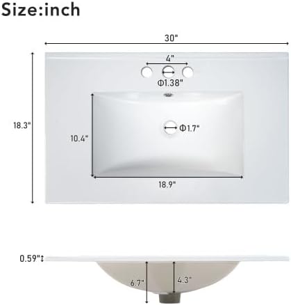 30" Bathroom Vanity, Modern Bathroom Cabinet - Image 9