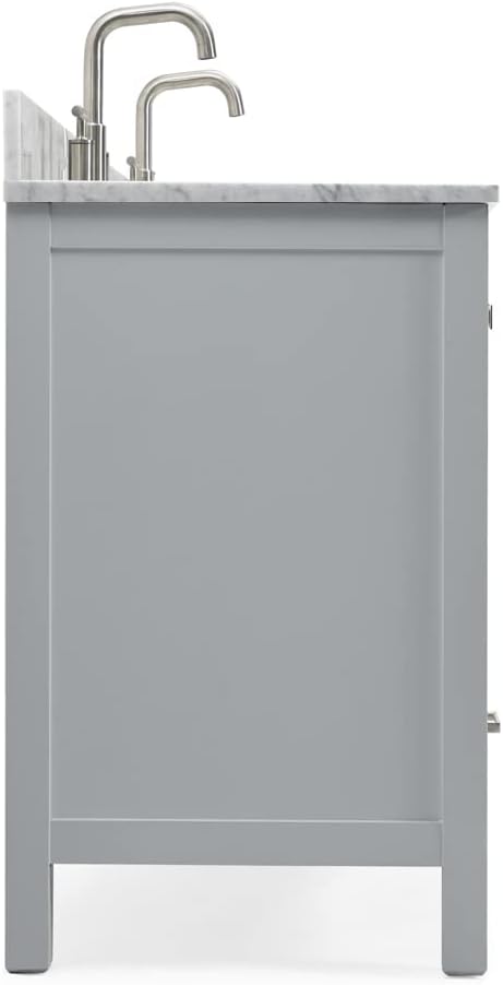 ARIEL Cambridge 61 Inch Grey Bathroom Vanity Double Sink, Solid Wood, Carrara - Image 10