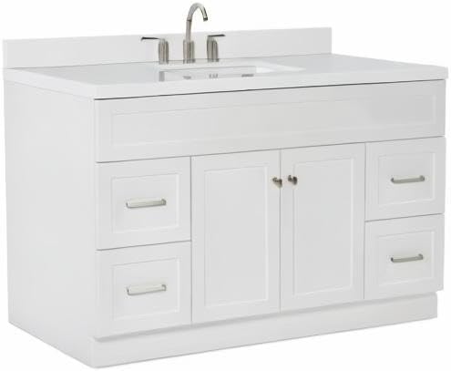 ARIEL 55" White Bathroom Vanity 1.5" Edge Pure White Quartz Countertop & Splash - Image 10