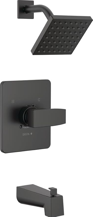 Delta Faucet Modern 14 Series Matte Black Shower Faucet, Tub and Shower Trim Kit by DeltaFaucet