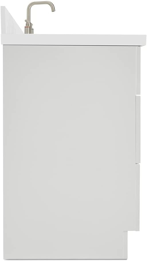 ARIEL 55" White Bathroom Vanity 1.5" Edge Pure White Quartz Countertop & Splash - Image 8