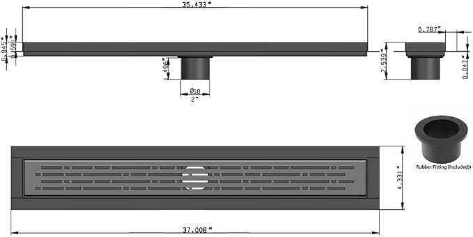 SereneDrains 304 Stainless Steel 36 Inch Linear Polished Chrome Shower Drain - Image 4