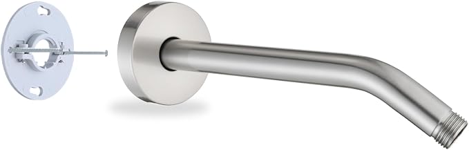 10 Inch Shower Arm with Flange and Stabilizer Bracket, Wall Mounted Shower Pipe by RAINREVIVE