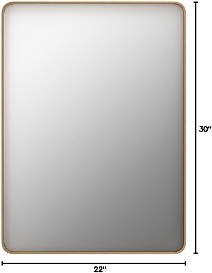 LOAAO 22”X30” Gold Bathroom Mirror, Rounded Rectangle Gold Frame Mirror - Image 8