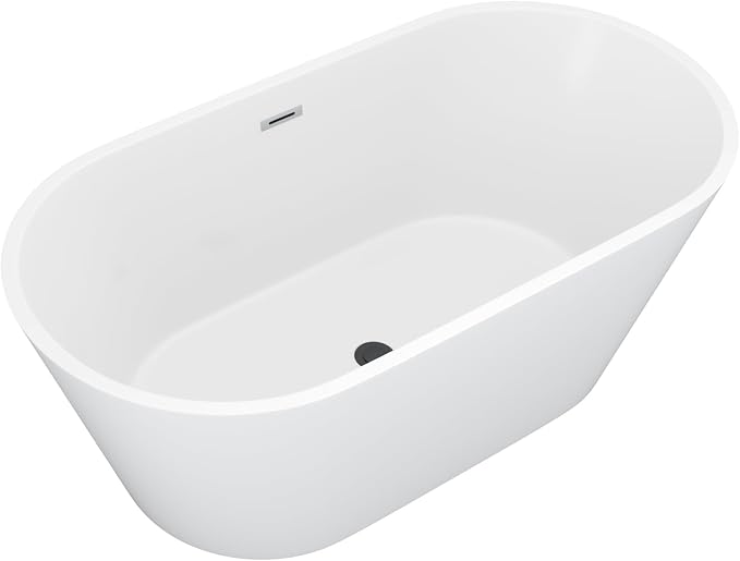 59" Freestanding Acrylic Bathtub White Roll Top Soaking Tub - Image 9