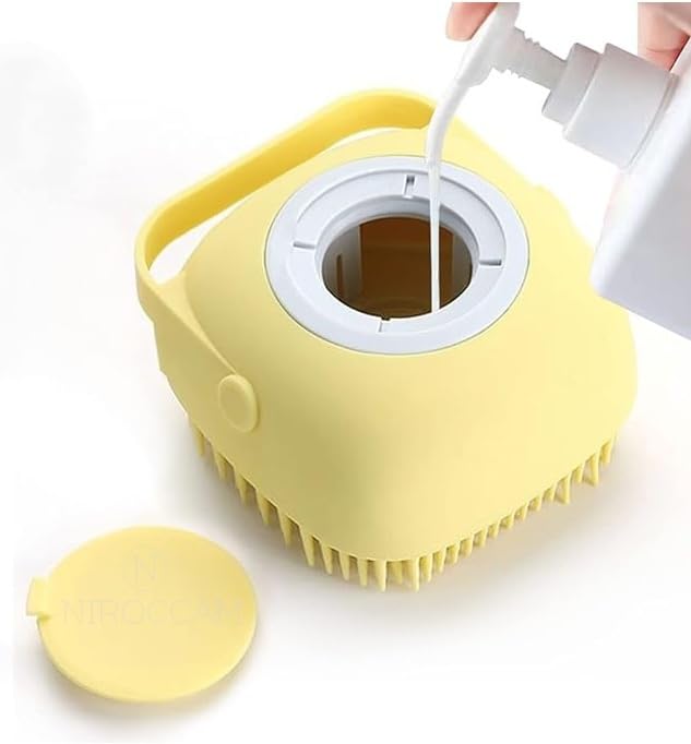 Dog Bath Brush with Shampoo Dispenser – Silicone Pet Grooming Scrubber - Image 3