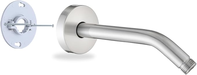 8 Inch Shower Arm with Flange and Stabilizer Bracket, Wall Mounted Shower Pipe by RAINREVIVE