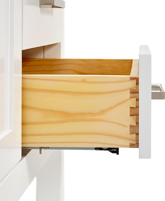 ARIEL 48" White Bathroom Vanity Base Cabinet, Center Rectangular Sink, 2 Soft - Image 7
