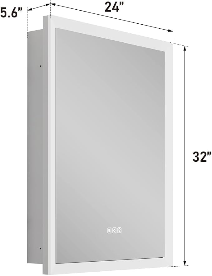 WELLFOR 24 x 32 Inch LED Medicine Cabinet - Image 2
