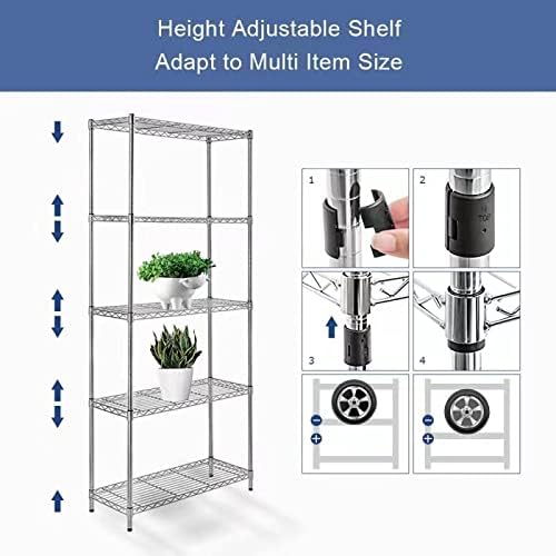 5 Tier Wire Shelving Unit with NSF Certified, Adjustable Wire Shelves with 750 - Image 6