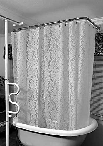 Clawfoot Tub Shower Curtain Floral Damask Liner All Around Extra Wide 180x70 - Image 2